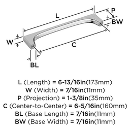 160mm Merced Cabinet Pull, Polished Chrome Alt 1 - Image