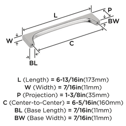 160mm Merced Cabinet Pull, Satin Nickel Alt 1 - Image