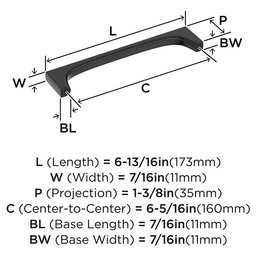 160mm Merced Cabinet Pull, Matte Black Alt 1 - Image