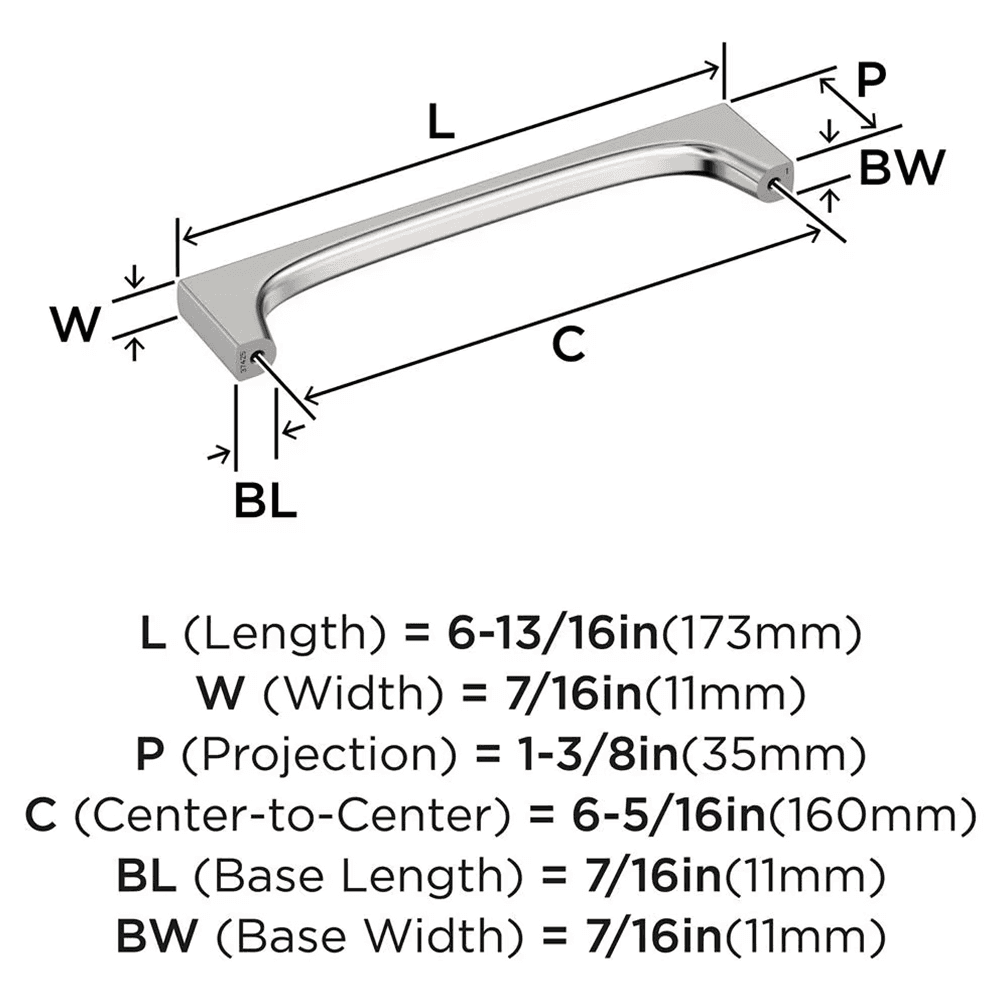 160mm Merced Cabinet Pull, Polished Nickel Alt 1 - Image