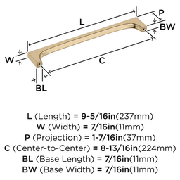 224mm Merced Cabinet Pull, Golden Champagne Alt 1 - Image