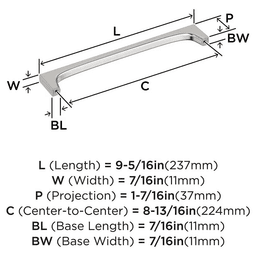 224mm Merced Cabinet Pull, Satin Nickel Alt 1 - Image