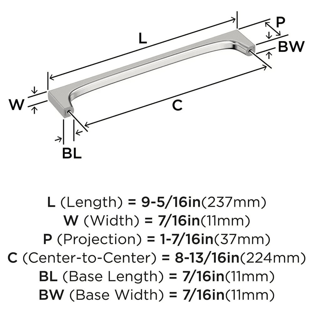 224mm Merced Cabinet Pull, Polished Nickel Alt 1 - Image