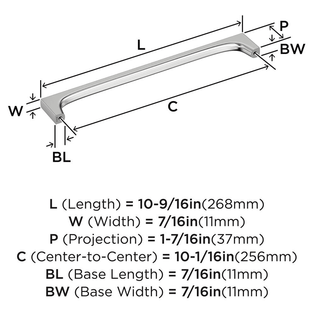 256mm Merced Cabinet Pull, Polished Chrome Alt 1 - Image