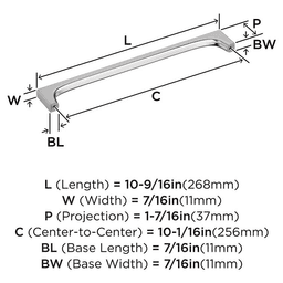 256mm Merced Cabinet Pull, Polished Chrome Alt 1 - Image