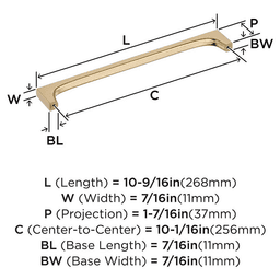 256mm Merced Cabinet Pull, Golden Champagne Alt 1 - Image