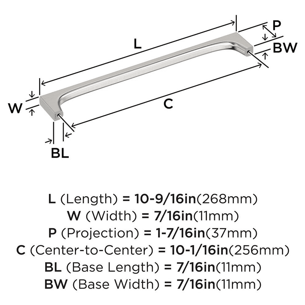 256mm Merced Cabinet Pull, Satin Nickel Alt 1 - Image