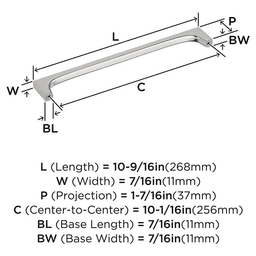 256mm Merced Cabinet Pull, Satin Nickel Alt 1 - Image