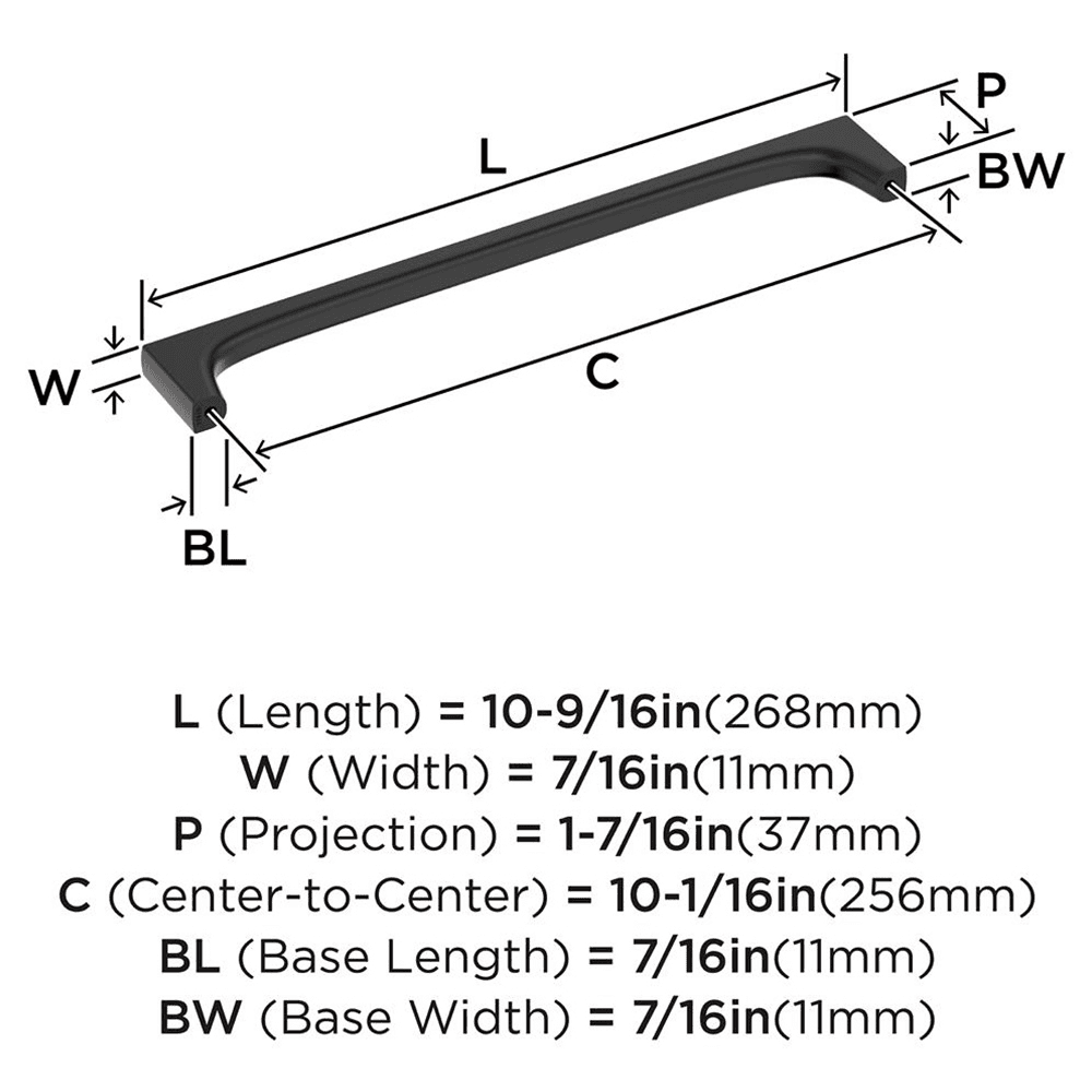 256mm Merced Cabinet Pull, Matte Black Alt 1 - Image