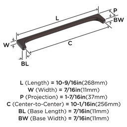 256mm Merced Cabinet Pull, Oil-Rubbed Bronze Alt 1 - Image
