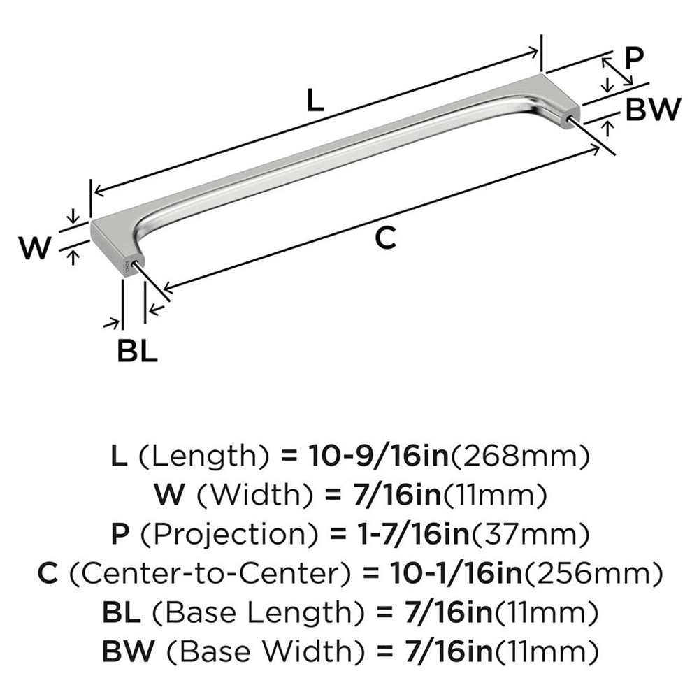 256mm Merced Cabinet Pull, Polished Nickel Alt 1 - Image