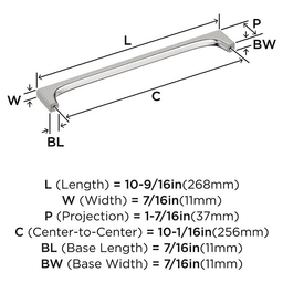 256mm Merced Cabinet Pull, Polished Nickel Alt 1 - Image