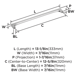 320mm Merced Cabinet Pull, Polished Chrome Alt 1 - Image