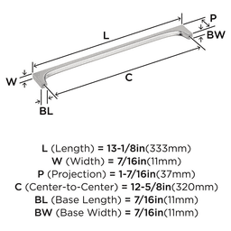 320mm Merced Cabinet Pull, Satin Nickel Alt 1 - Image