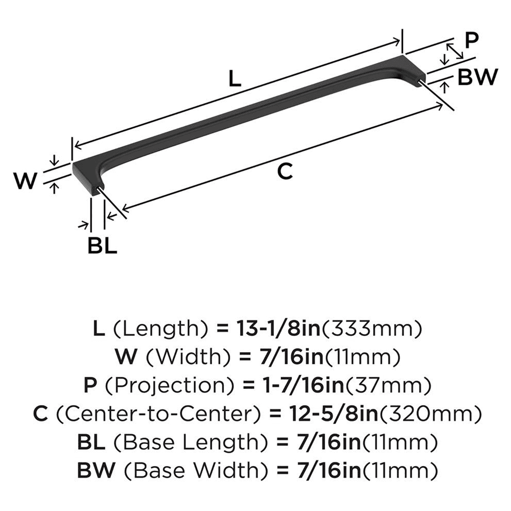 320mm Merced Cabinet Pull, Matte Black Alt 1 - Image