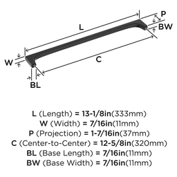 320mm Merced Cabinet Pull, Matte Black Alt 1 - Image