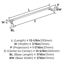 320mm Merced Cabinet Pull, Polished Nickel Alt 1 - Image