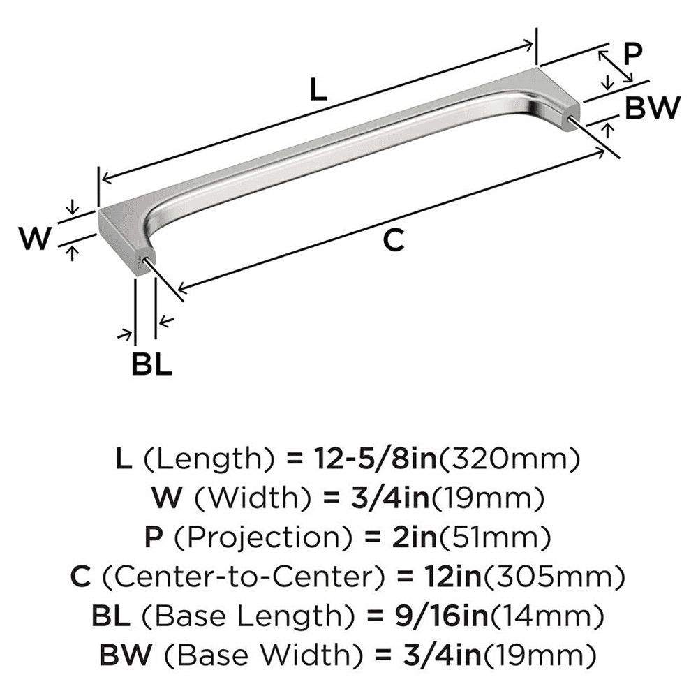 305mm Merced Appliance Pull, Polished Chrome Alt 1 - Image