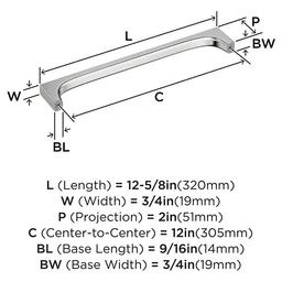 305mm Merced Appliance Pull, Polished Chrome Alt 1 - Image