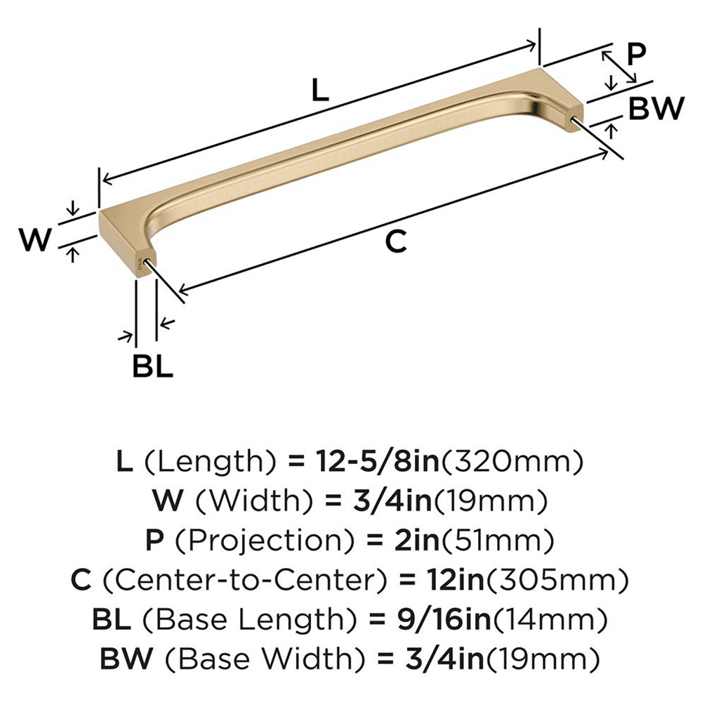305mm Merced Appliance Pull, Golden Champagne Alt 1 - Image