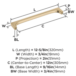 305mm Merced Appliance Pull, Golden Champagne Alt 1 - Image