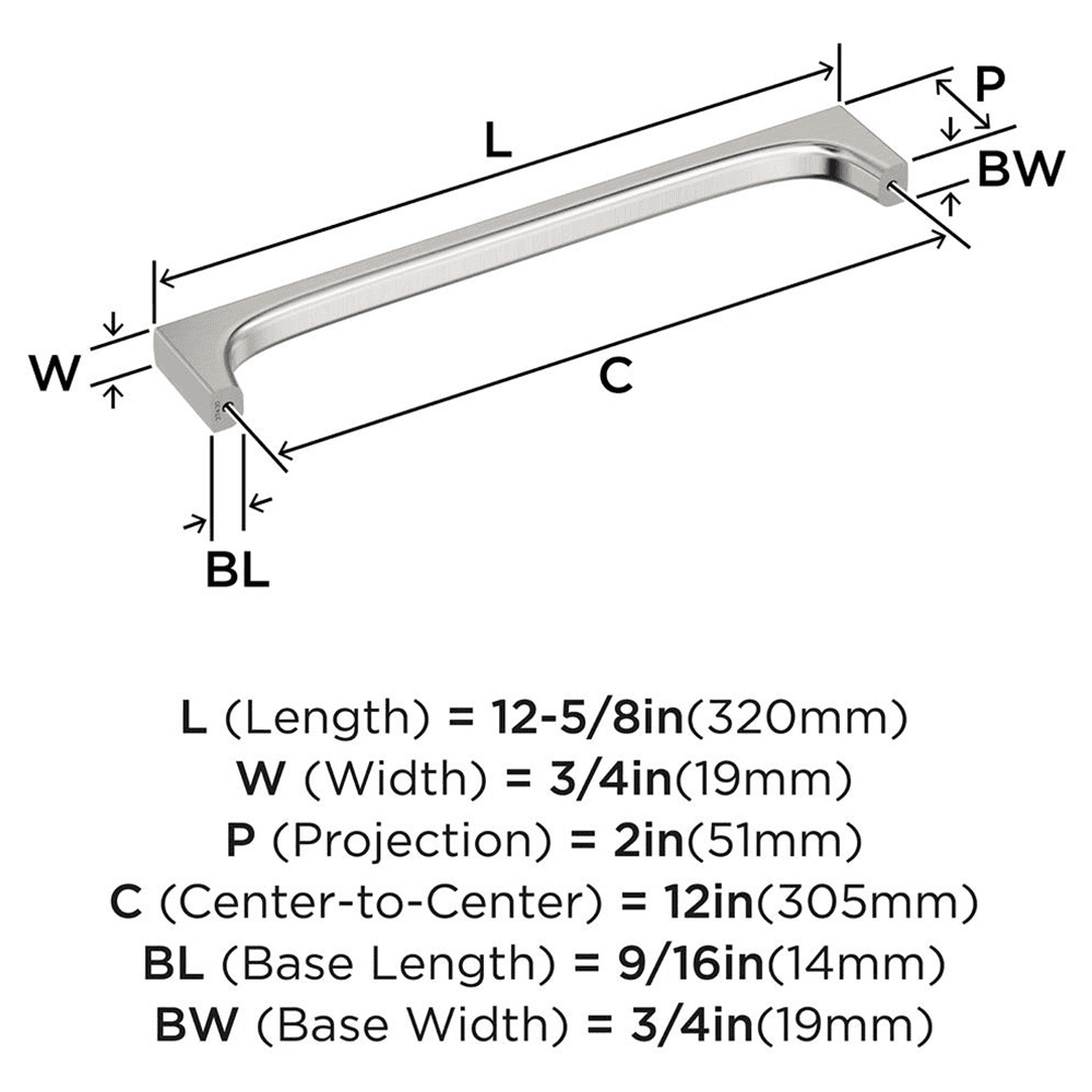 305mm Merced Appliance Pull, Satin Nickel Alt 1 - Image