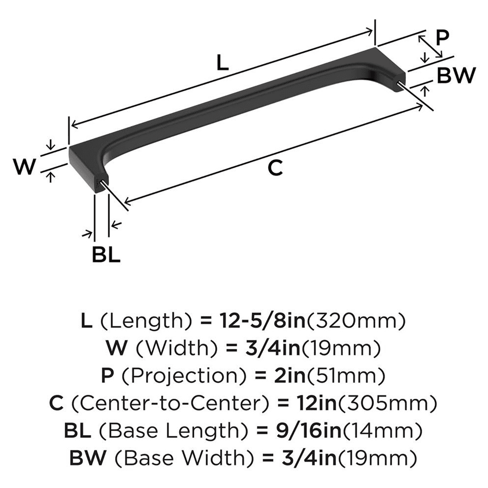 305mm Merced Appliance Pull, Matte Black Alt 1 - Image