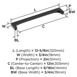 305mm Merced Appliance Pull, Matte Black Alt 1 - Image