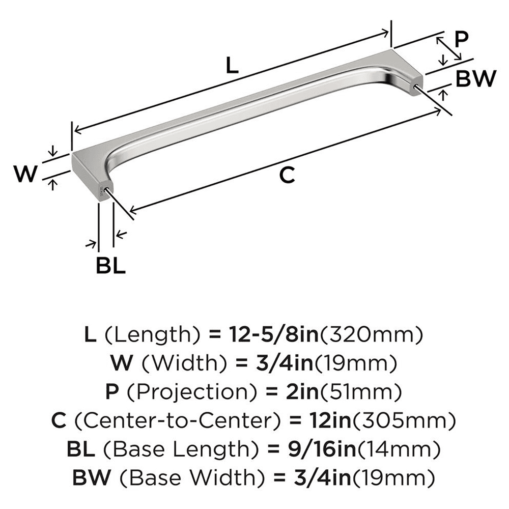305mm Merced Appliance Pull, Polished Nickel Alt 1 - Image