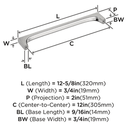 305mm Merced Appliance Pull, Polished Nickel Alt 1 - Image