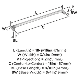 457mm Merced Appliance Pull, Polished Chrome Alt 1 - Image