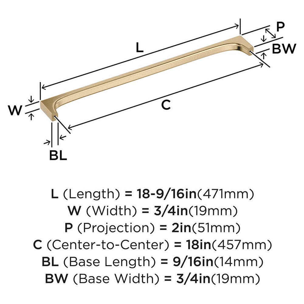 457mm Merced Appliance Pull, Golden Champagne Alt 1 - Image