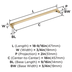 457mm Merced Appliance Pull, Golden Champagne Alt 1 - Image