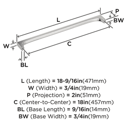 457mm Merced Appliance Pull, Satin Nickel Alt 1 - Image