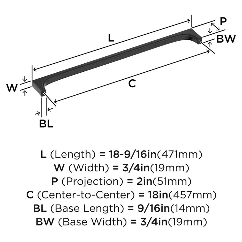 457mm Merced Appliance Pull, Matte Black Alt 1 - Image