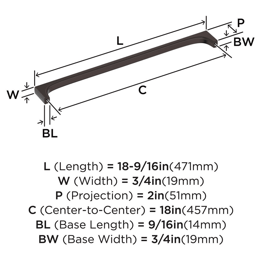 457mm Merced Appliance Pull, Oil-Rubbed Bronze Alt 1 - Image