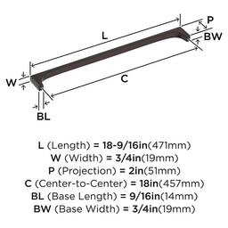 457mm Merced Appliance Pull, Oil-Rubbed Bronze Alt 1 - Image