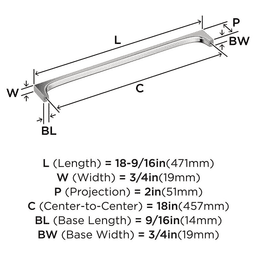 457mm Merced Appliance Pull, Polished Nickel Alt 1 - Image