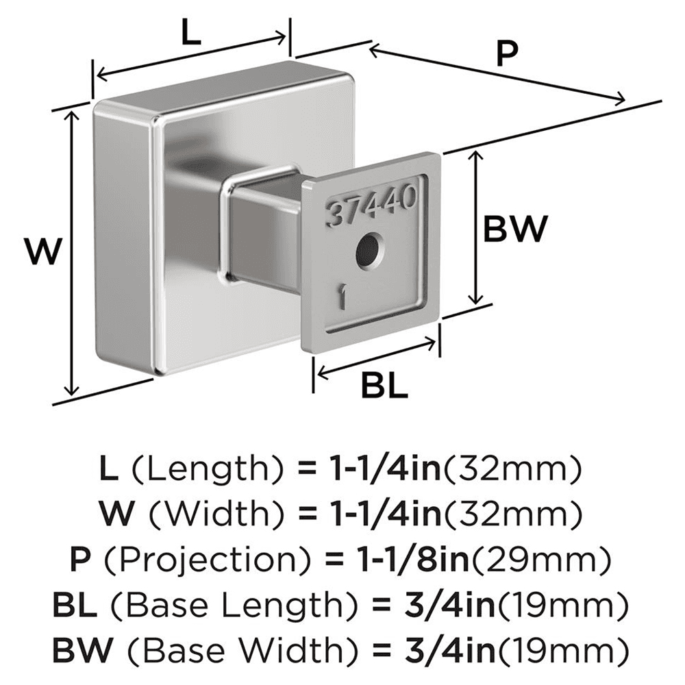1-1/4" Lintel Cabinet Knob, Polished Chrome Alt 1 - Image