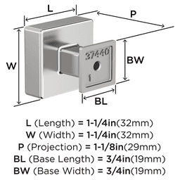 1-1/4" Lintel Cabinet Knob, Polished Chrome Alt 1 - Image