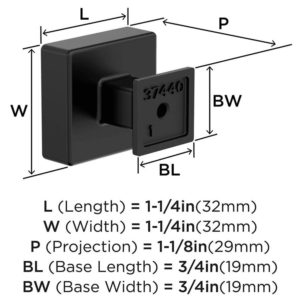 1-1/4" Lintel Cabinet Knob, Matte Black Alt 1 - Image
