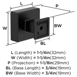 1-1/4" Lintel Cabinet Knob, Matte Black Alt 1 - Image
