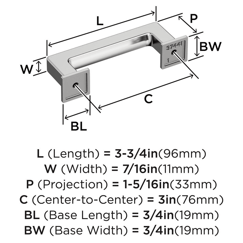 376mm Lintel Cabinet Pull, Polished Chrome Alt 1 - Image