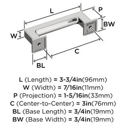 376mm Lintel Cabinet Pull, Polished Chrome Alt 1 - Image