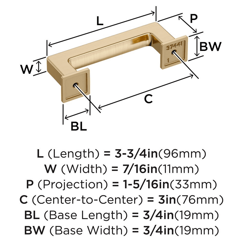 376mm Lintel Cabinet Pull, Golden Champagne Alt 1 - Image