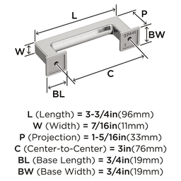 376mm Lintel Cabinet Pull, Satin Nickel Alt 1 - Image