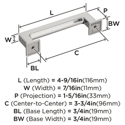 476mm Lintel Cabinet Pull, Satin Nickel Alt 1 - Image
