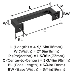 476mm Lintel Cabinet Pull, Matte Black Alt 1 - Image