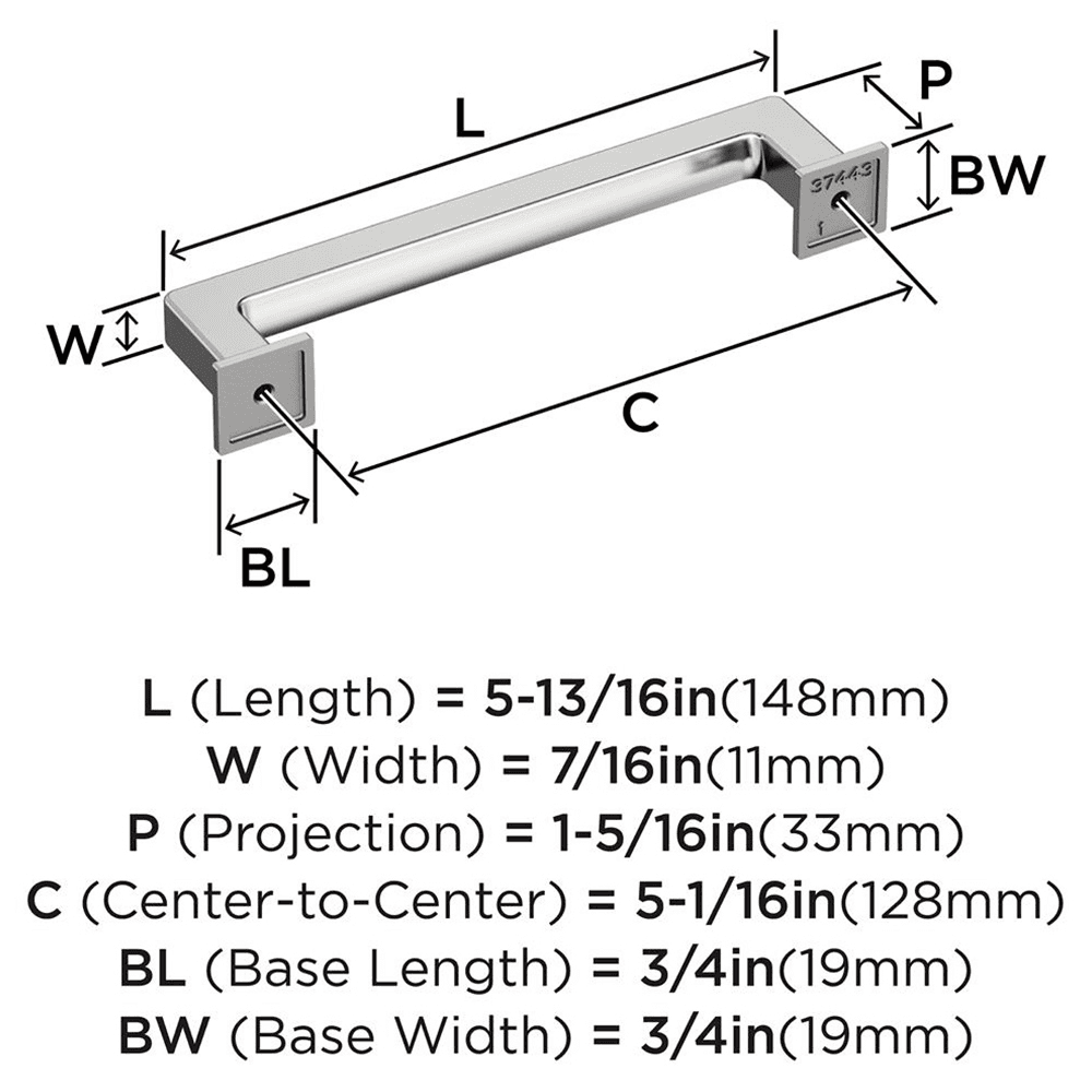 128mm Lintel Cabinet Pull, Polished Chrome Alt 1 - Image