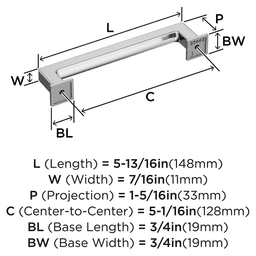 128mm Lintel Cabinet Pull, Polished Chrome Alt 1 - Image